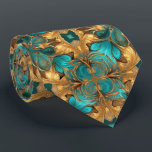 Goud Turquoise Blauw Fractal mandelbrot Stropdas<br><div class="desc">Dit ontwerp kan op het gebied worden gepersonaliseerd dat door de foto en/of tekst te veranderen wordt verstrekt. Of het kan worden aangepast door de klik te kiezen om verdere optie aan te passen en de kleur van de achtergrond te schrappen of te veranderen, tekst toe te voegen, de tekstkleur...</div>