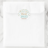 Goud Turquoise Confetti Afstuderen 2025 Ronde Sticker (Tas)