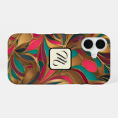Goud Turquoise en Ruby Splash iPhone 16 Hoesje (Achterkant horizontaal)