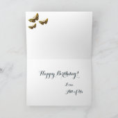 Goud & Turquoise Vlinder Verjaardagskaart Bedankkaart (Binnen)