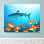 Goud tussen de haaien canvas afdruk (Insitu (Houten vloer))