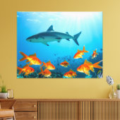 Goud tussen de haaien canvas afdruk (Insitu (Woonkamer))