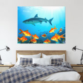 Goud tussen de haaien canvas afdruk (Insitu (Slaapkamer))
