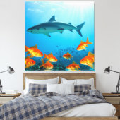 Goud Tussen Haaien Canvas Afdruk (Insitu (Slaapkamer))