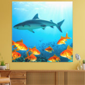 Goud Tussen Haaien Canvas Afdruk (Insitu (Woonkamer))
