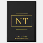 Goud Twee Initiaal Zwart Modern Monogram Magneet (Voorkant)