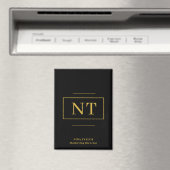 Goud Twee Initiaal Zwart Modern Monogram Magneet (Insitu (Vaatwasser))
