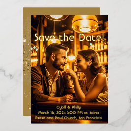 Goud Type Save the Wedding Date Folie Invitation Uitnodiging