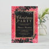 goud typografie blad sneeuw elegant rood Kerstmis Kaart (Staand voorkant)