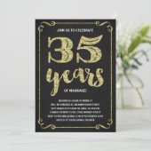 Goud Typografie | Nep Folie 35ste Verjaardag Kaart (Staand voorkant)