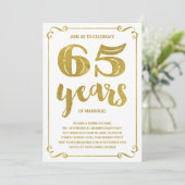 Goud Typografie | Nep Folie 65e Verjaardag Kaart (Staand voorkant)