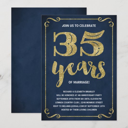 Goud typografie | Nepfolie 35e verjaardag Kaart (Voorkant / Achterkant)