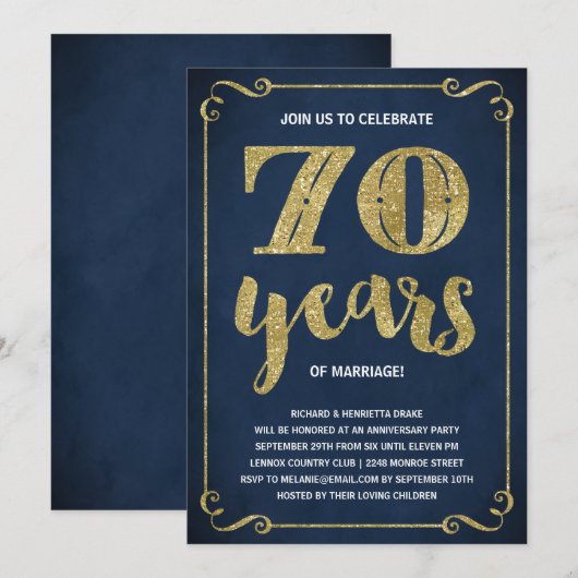 Goud typografie | Nepfolie 70ste verjaardag Kaart (Voorkant / Achterkant)