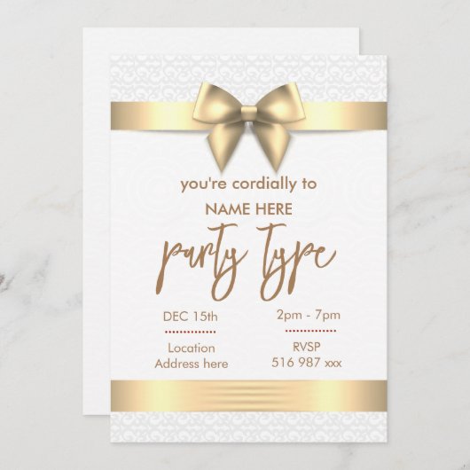 Goud u bent hartelijk uitgenodigd uitnodigingskaar kaart (Voorkant / Achterkant)