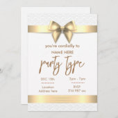 Goud u bent van harte uitgenodigd uitnodigingskaar kaart (Voorkant / Achterkant)