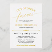 Goud uit Kantoor Forever Pensioen Partij Folie Uitnodiging (Voorkant)