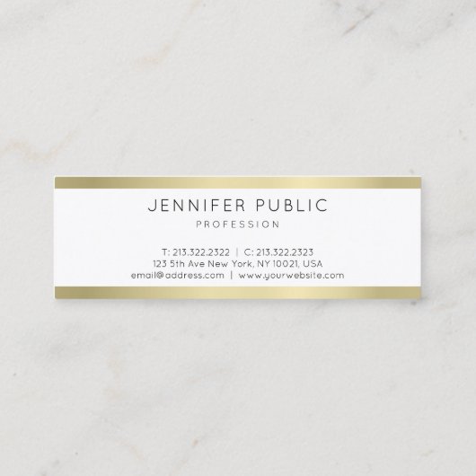 Goud uiterlijk, minimalistisch vlak, professioneel mini visitekaartje (Achterkant)