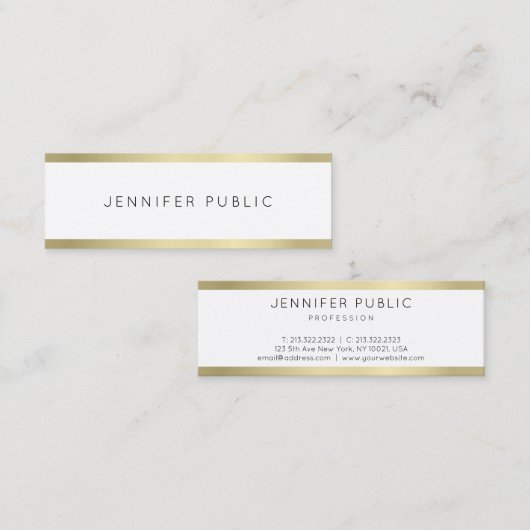 Goud uiterlijk, minimalistisch vlak, professioneel mini visitekaartje (Voorkant / Achterkant)