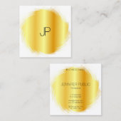 Goud uiterlijk Sjabloon elegant monogram personali Vierkante Visitekaartje (Voorkant / Achterkant)