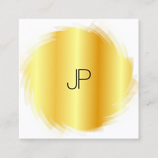 Goud uiterlijk Sjabloon elegant monogram personali Vierkante Visitekaartje (Voorkant)