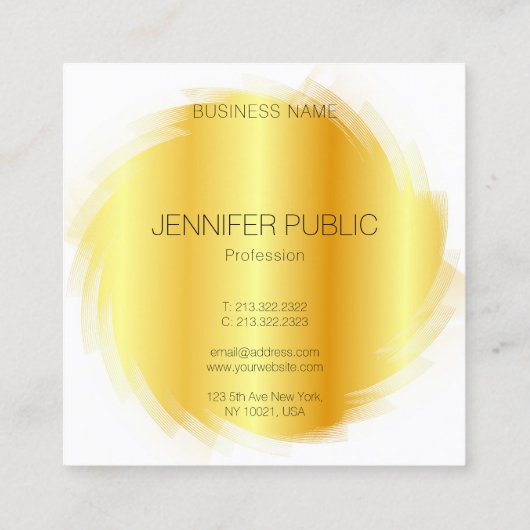 Goud uiterlijk Sjabloon elegant monogram personali Vierkante Visitekaartje (Achterkant)