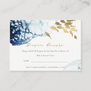GOUD UNDERWATER VIS DIAPER LOTERIJ BABY SHOWER INFORMATIEKAARTJE