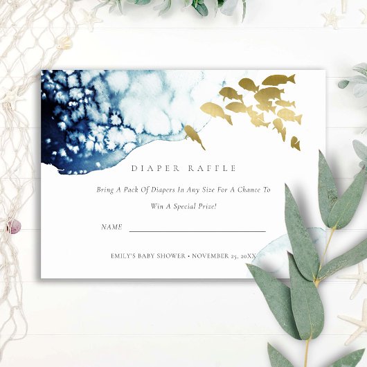 GOUD UNDERWATER VIS DOEK LUCKY BABY SHOWER INFORMATIEKAARTJE