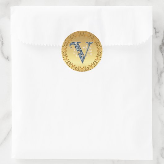 Goud V Monogram Ronde Sticker (Tas)