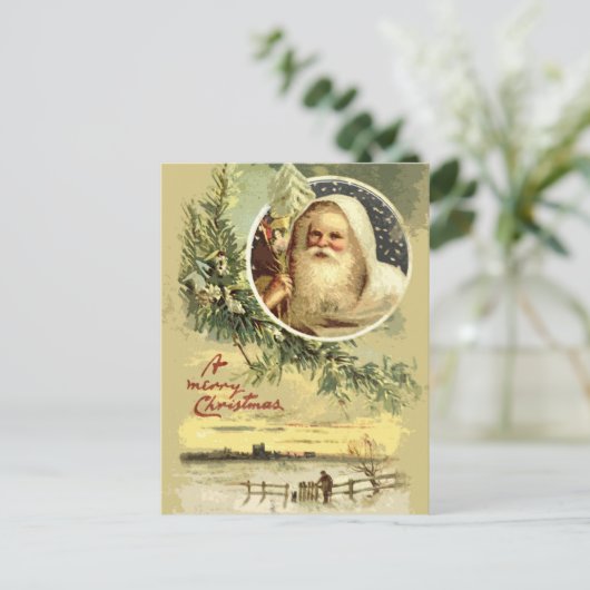 Goud Vader Kerst Winter Scene Feestdagenkaart (Staand voorkant)