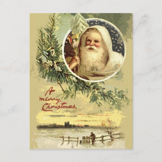  Goud Vader Kerst Winter Scene Feestdagenkaart (Voorkant)