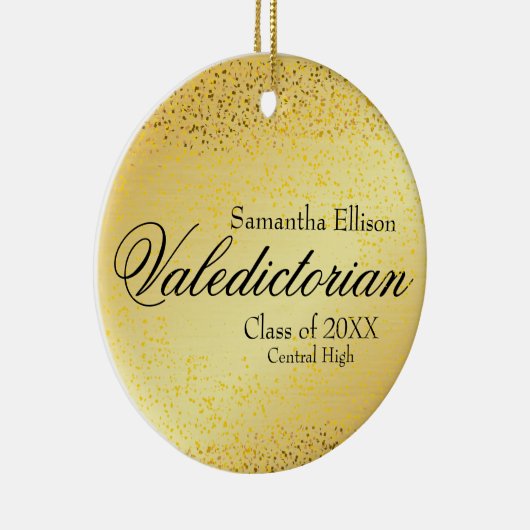 Goud Valedictorian Gepersonaliseerde Gouden Kerst Keramisch Ornament (Rechts)