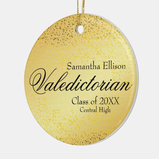 Goud Valedictorian Gepersonaliseerde Gouden Kerst Keramisch Ornament (Links)