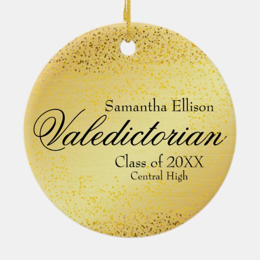 Goud Valedictorian Gepersonaliseerde Gouden Kerst Keramisch Ornament (Achterkant)