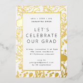 Goud van geperste lederen van wild-bladerbladeren folie uitnodiging (Voorkant)