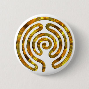GOUD   van het labyrint maakt uw eigen achtergrond Ronde Button 5,7 Cm