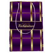 Goud van klasse "Classy Gold" en Paars gecheckt mo Medium Cadeauzakje (Voorkant)