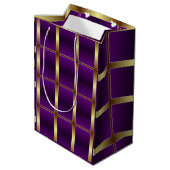 Goud van klasse "Classy Gold" en Paars gecheckt mo Medium Cadeauzakje (Achterkant Gekanteld)