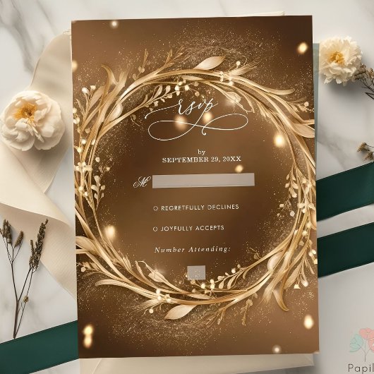 Goud van Liefde Romantische Glam Wedding RSVP Kaartje