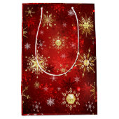 Goud van Red Snowflakes, kerstmis Medium Cadeauzakje (Voorkant)