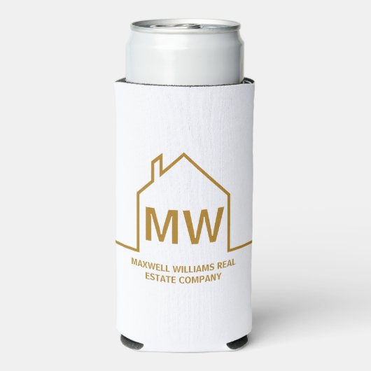 Goud Vastgoed Bedrijf Huis Monogram Realtor Seltzer Blikjeskoeler (Seltzer Achterkant)