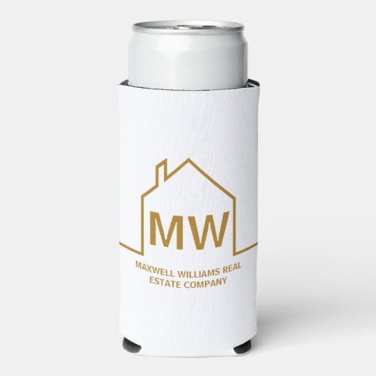 Goud Vastgoed Bedrijf Huis Monogram Realtor Seltzer Blikjeskoeler (Seltzer Voorkant)