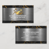 Goud Vastgoed Logo | Marmeren metaal Visitekaartje (Voorkant / Achterkant)