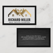 Goud Vastgoed Logo | Vastgoedinvesteerder Visitekaartje (Voorkant / Achterkant)