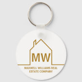 Goud Vastgoedbedrijf Monogram Chic Realtor Sleutelhanger (Voorkant)