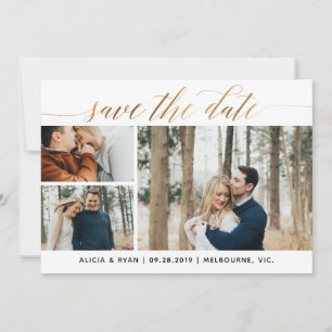 Goud veelvoudige foto's bewaren de datum save the date