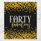 Goud Veertig en Fabulous Verjaardagsfeestje Wijn L Wijn Etiket (Enkel label)