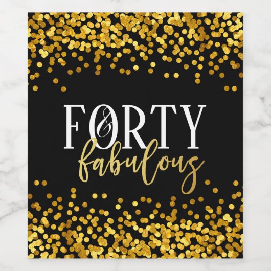 Goud Veertig en Fabulous Verjaardagsfeestje Wijn L Wijn Etiket (Enkel label)