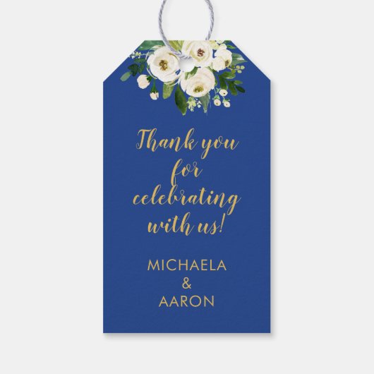 Goud Verankerd in Liefde Bloemen Nautische gunst Cadeaulabel (Achterkant)