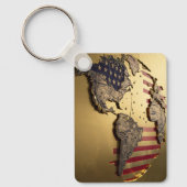 Goud Verenigde Staten Kaart #1 Sleutelhanger (Voorkant)