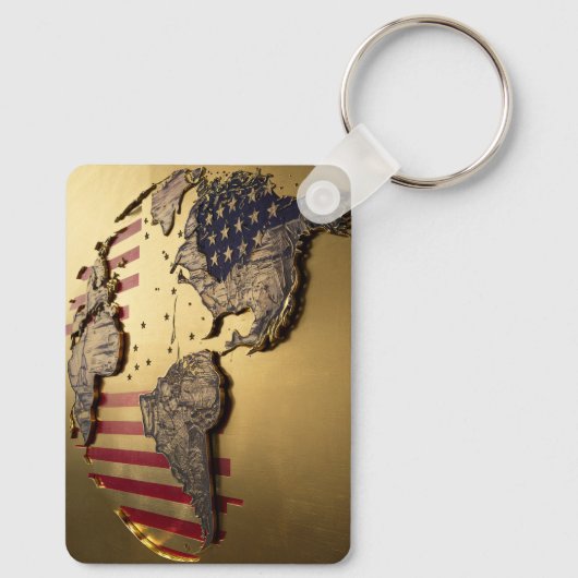 Goud Verenigde Staten Kaart #1 Sleutelhanger (Achterkant)